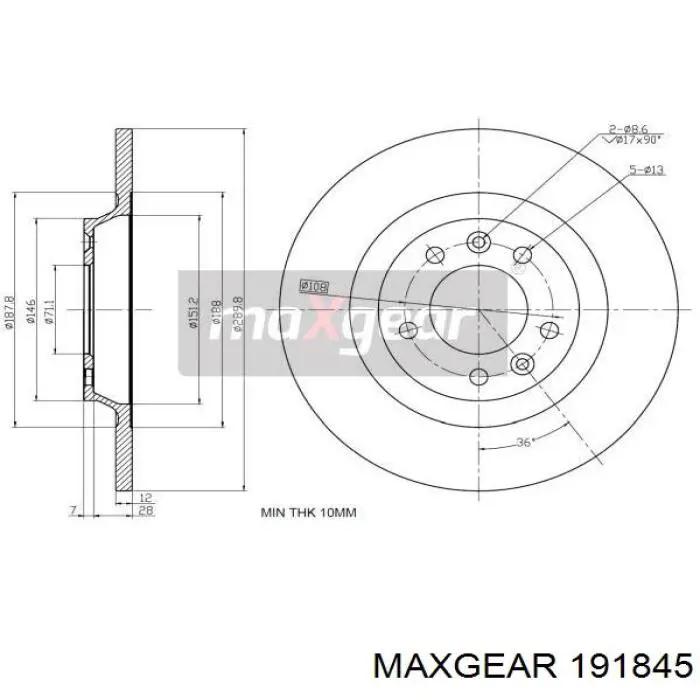 191845 Maxgear диск тормозной задний