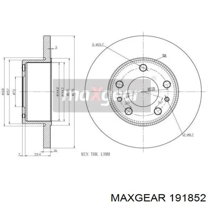 Тормозные диски 191852 Maxgear