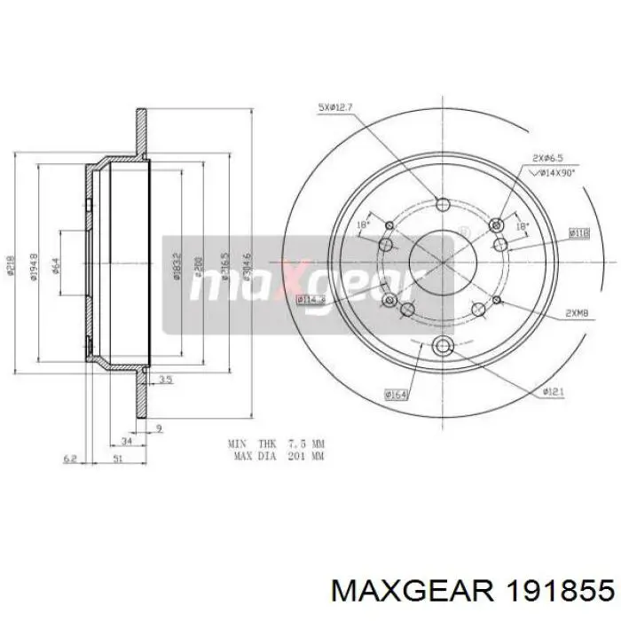 Тормозные диски 191855 Maxgear