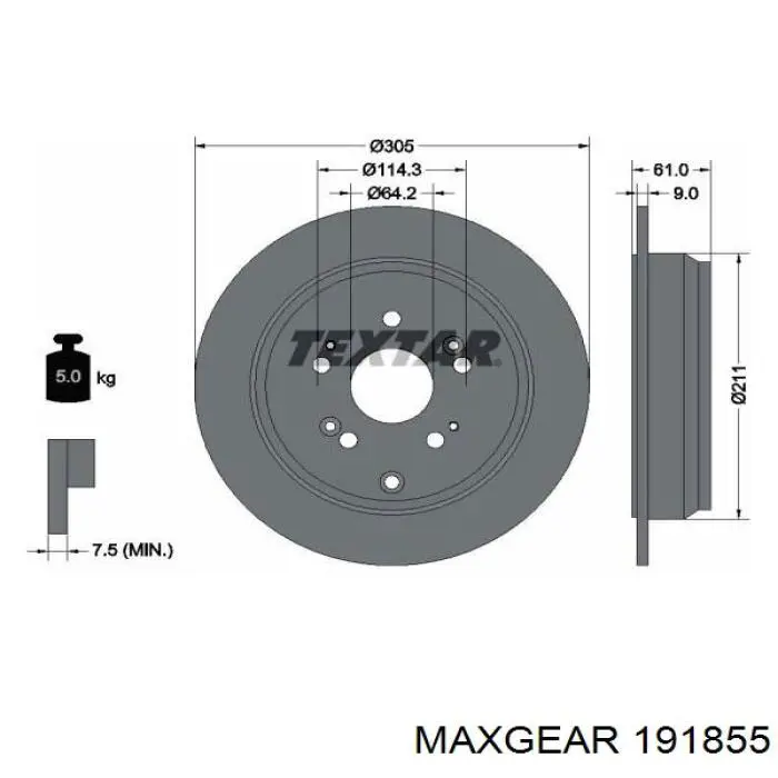 Купить 191855 Maxgear Диск тормозной задний