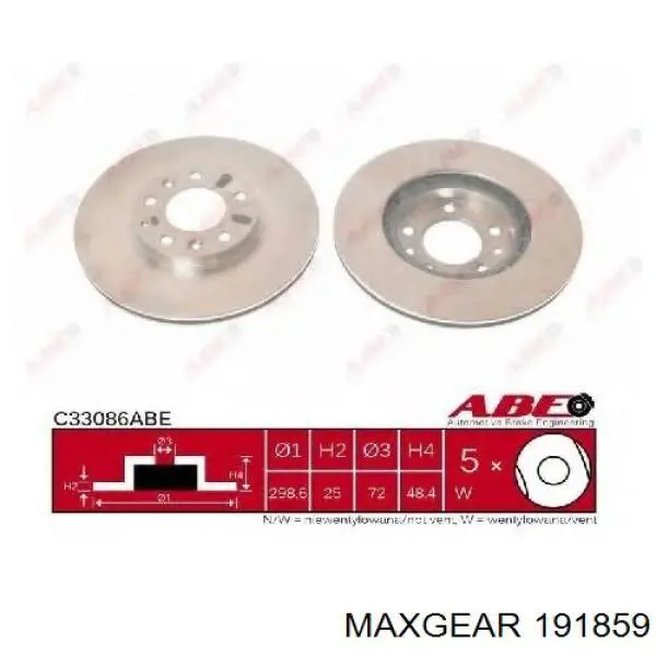Передние тормозные диски 191859 Maxgear