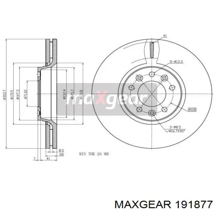 Передние тормозные диски 191877 Maxgear