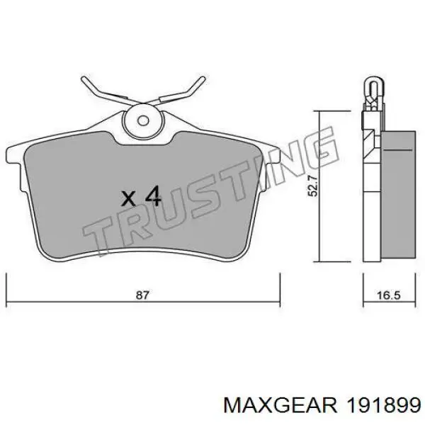 Колодки дисковые  Maxgear 191899 цена, от 17.67 USD