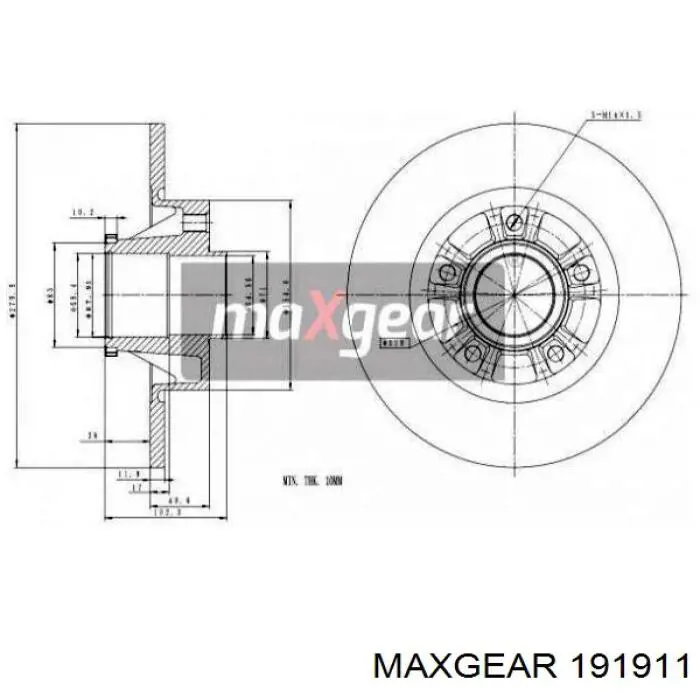 Диск тормозной задний MAXGEAR 191911