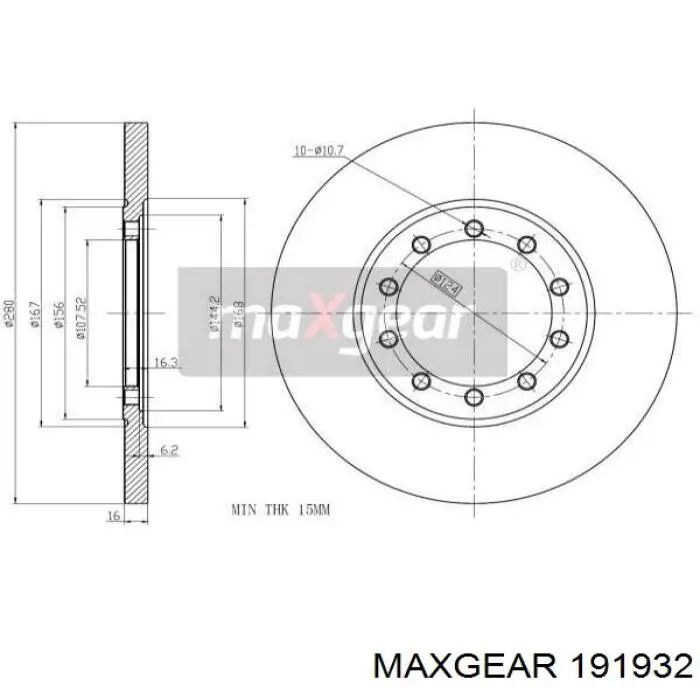 19-1932 Maxgear диск тормозной задний