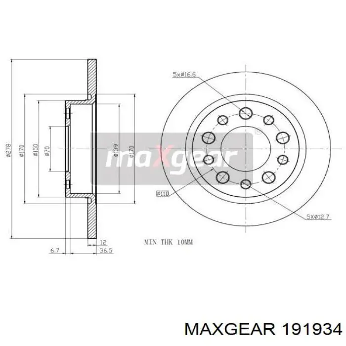 Тормозные диски 191934 Maxgear