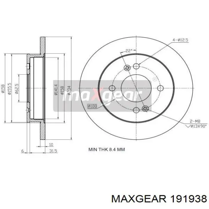 Тормозные диски 191938 Maxgear