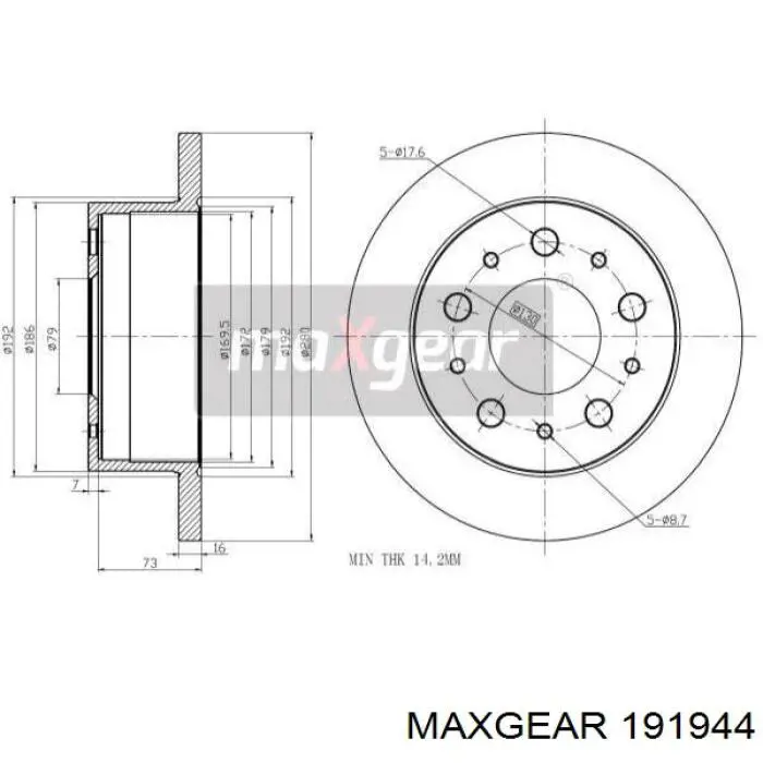 191944 Maxgear диск тормозной задний
