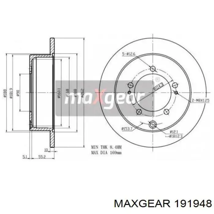 191948 Maxgear диск тормозной задний