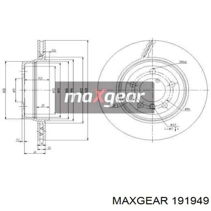 19-1949 Maxgear диск тормозной задний