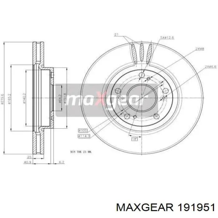 Передние тормозные диски 191951 Maxgear