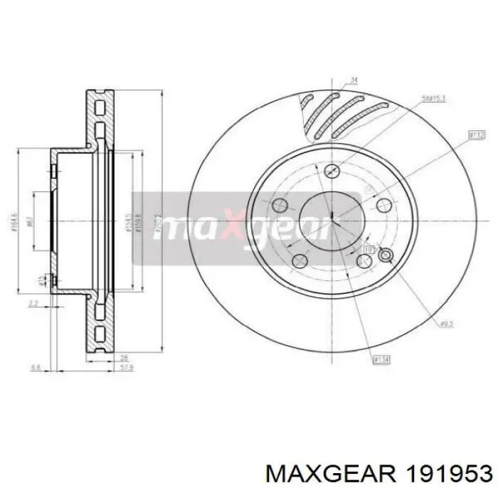 19-1953 Maxgear диск тормозной передний