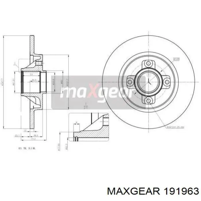 Купить 191963 Maxgear Диск тормозной задний