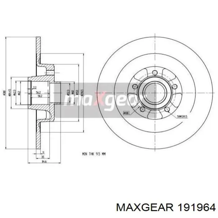191964 Maxgear диск тормозной задний