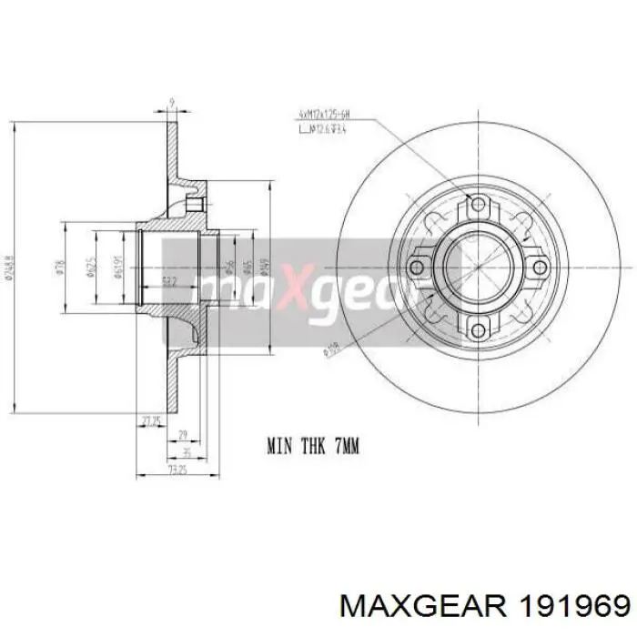 191969 Maxgear диск тормозной задний