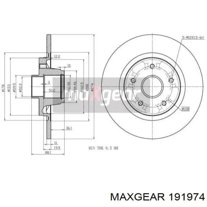 Тормозные диски 191974 Maxgear