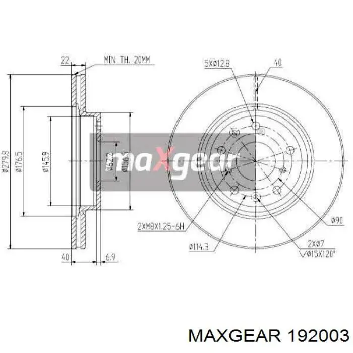Тормоз дисковый передний Maxgear 192003 цена, от 34.21 USD
