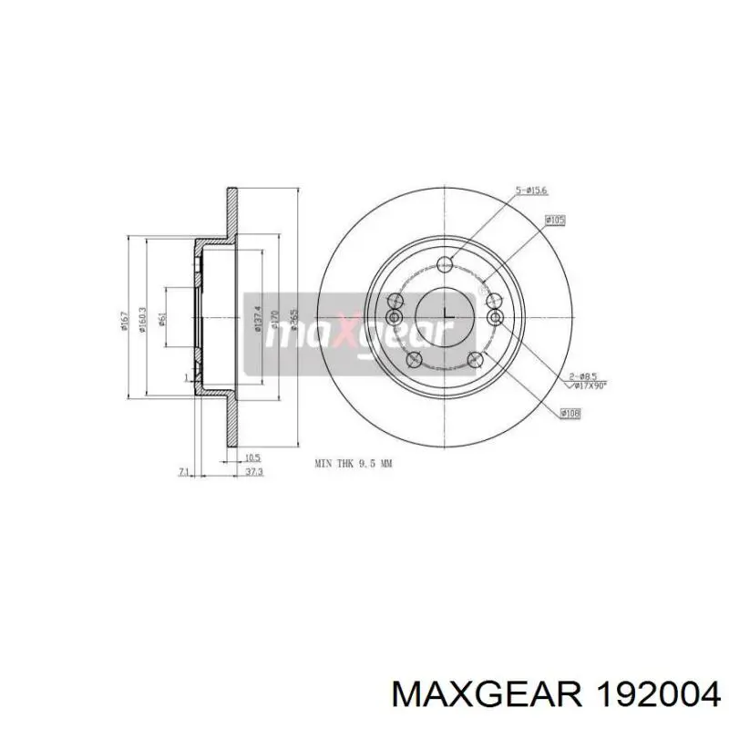 192004 Maxgear диск тормозной задний