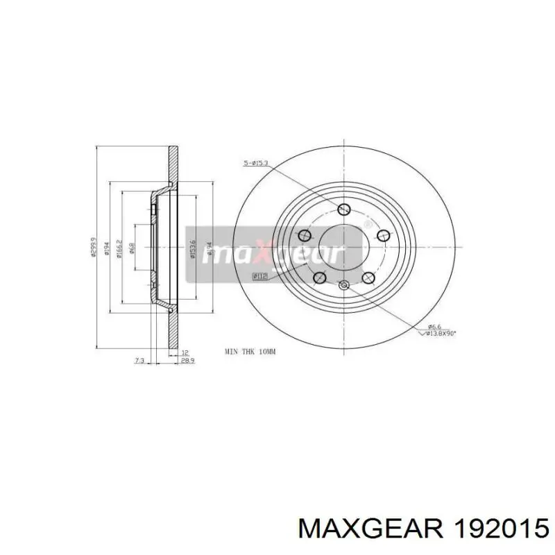 192015 Maxgear диск тормозной задний