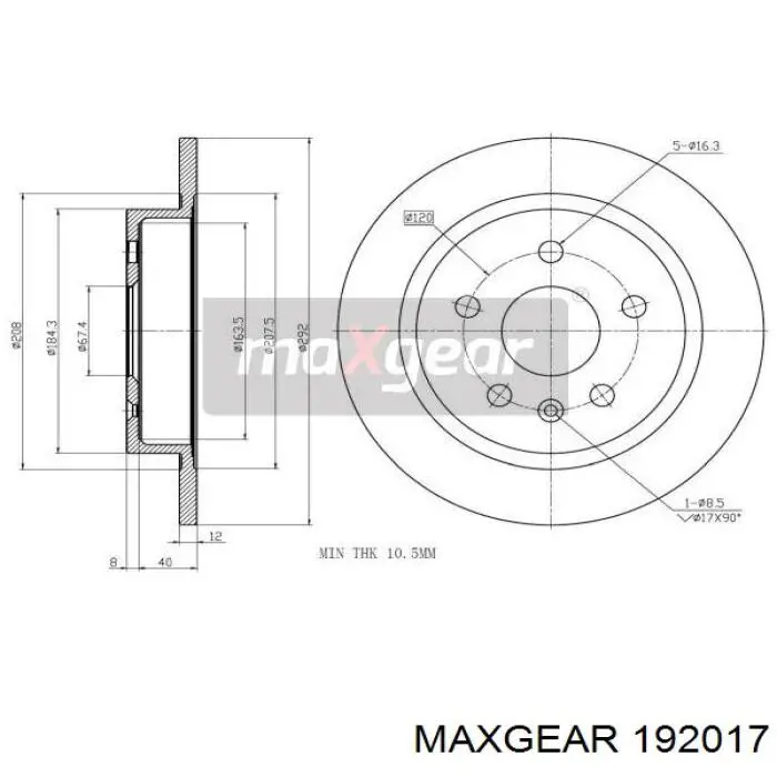 Тормозные диски 192017 Maxgear