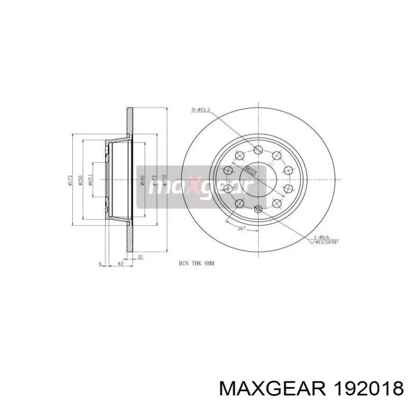192018 Maxgear диск тормозной задний