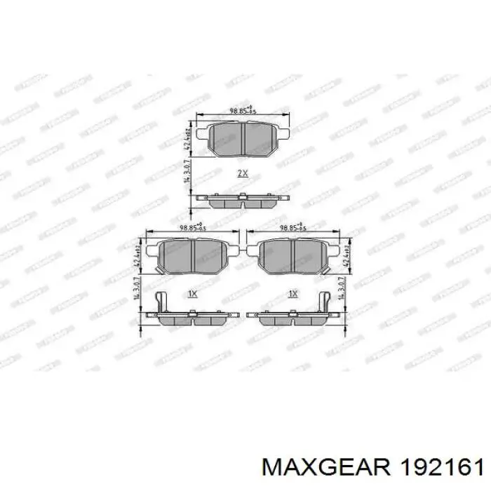 Купить 192161 Maxgear Колодки тормозные задние, дисковые