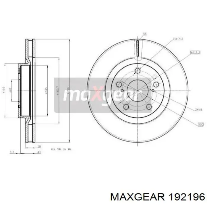 Передние тормозные диски 192196 Maxgear