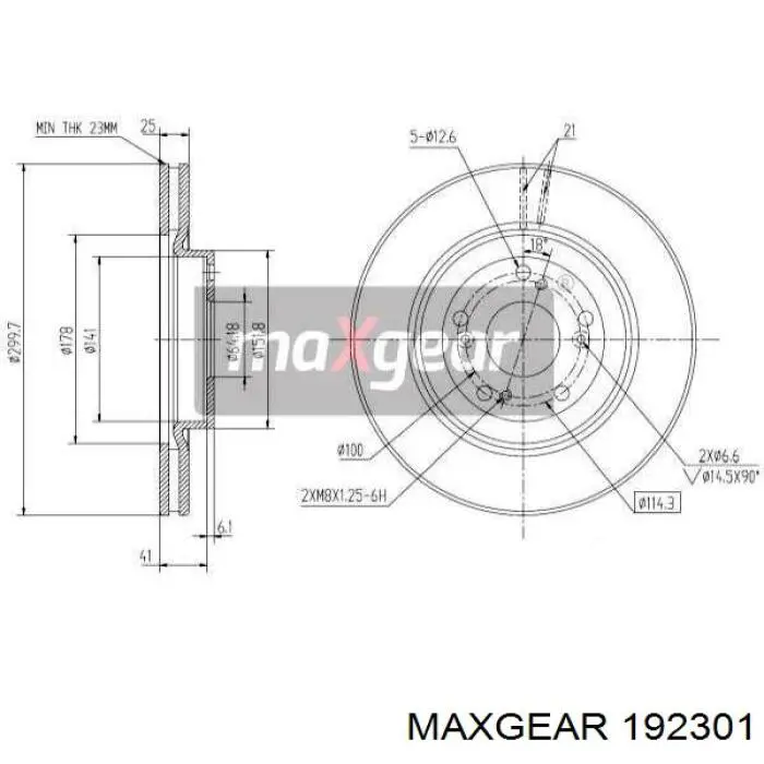 Передние тормозные диски 192301 Maxgear