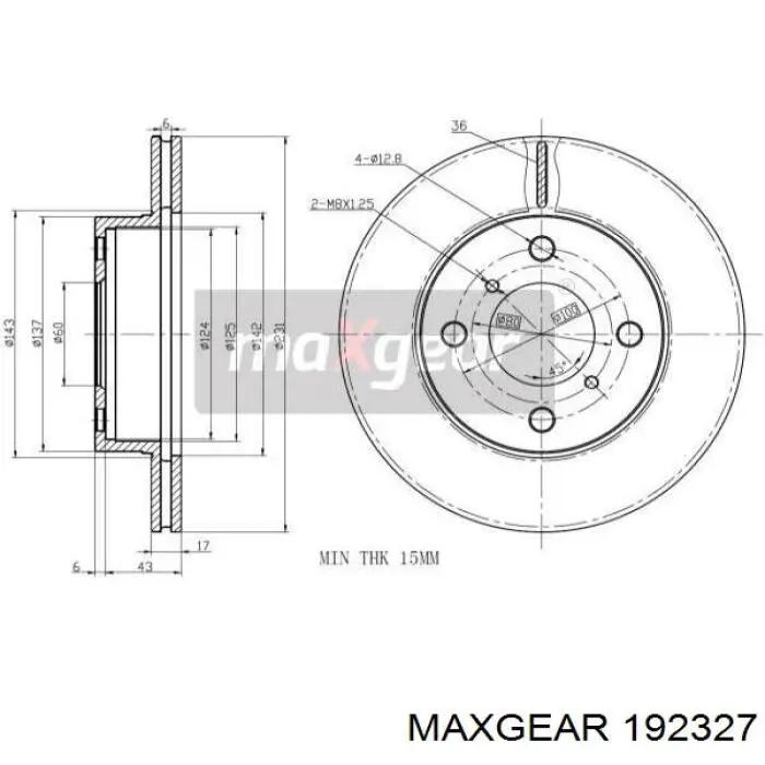 Передние тормозные диски 192327 Maxgear