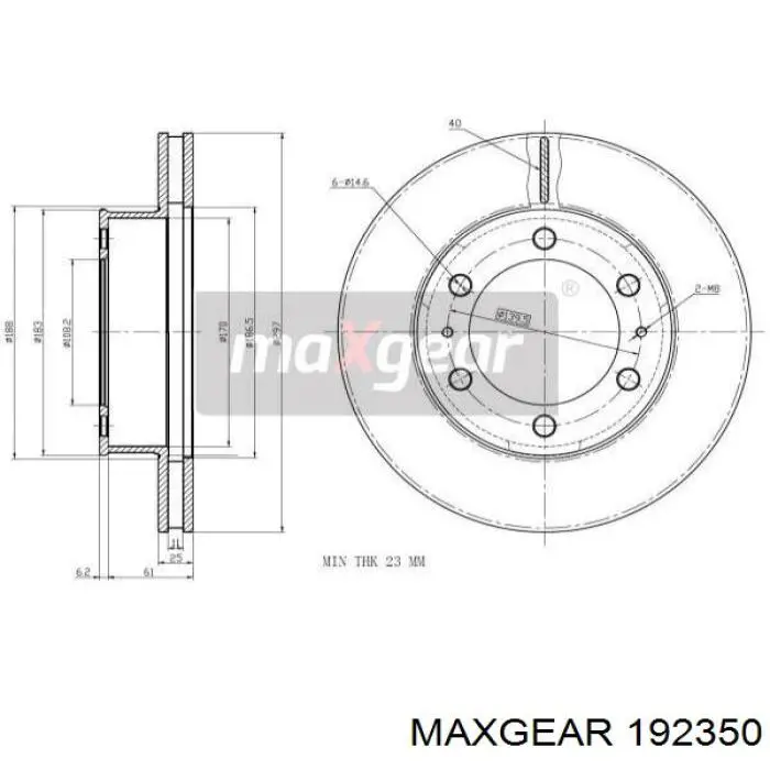 Передние тормозные диски 192350 Maxgear