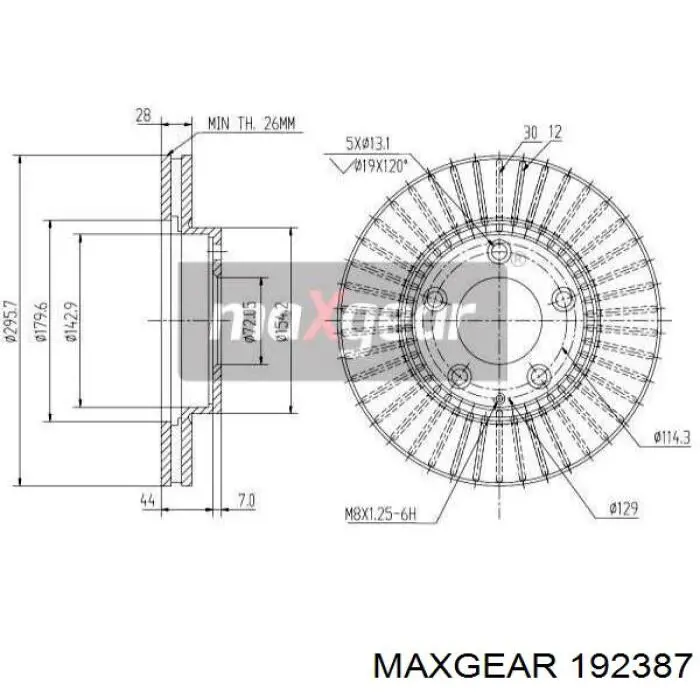 Передние тормозные диски 192387 Maxgear