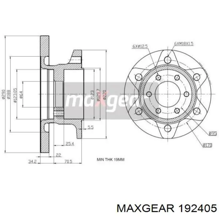 Передние тормозные диски 192405 Maxgear