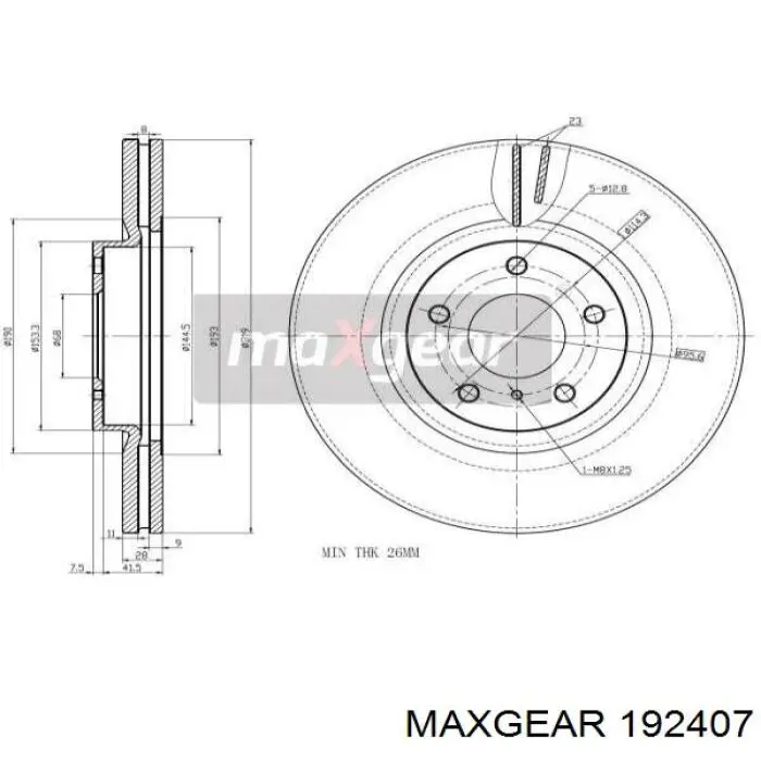 Тормоз дисковый передний Maxgear 192407 цена, от 84.43 USD