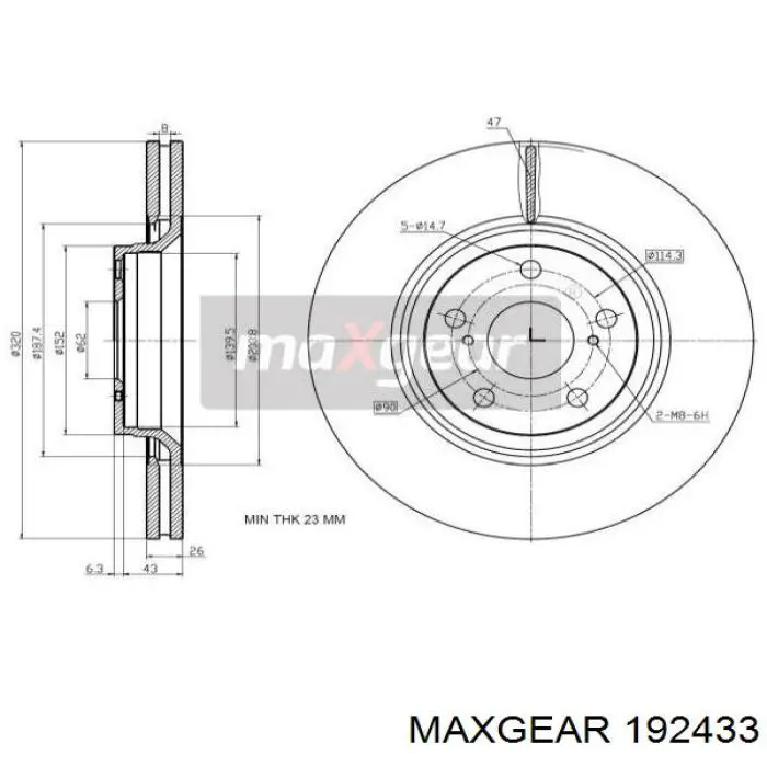 Передние тормозные диски 192433 Maxgear