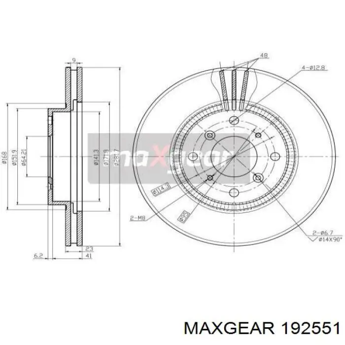 Передние тормозные диски 192551 Maxgear