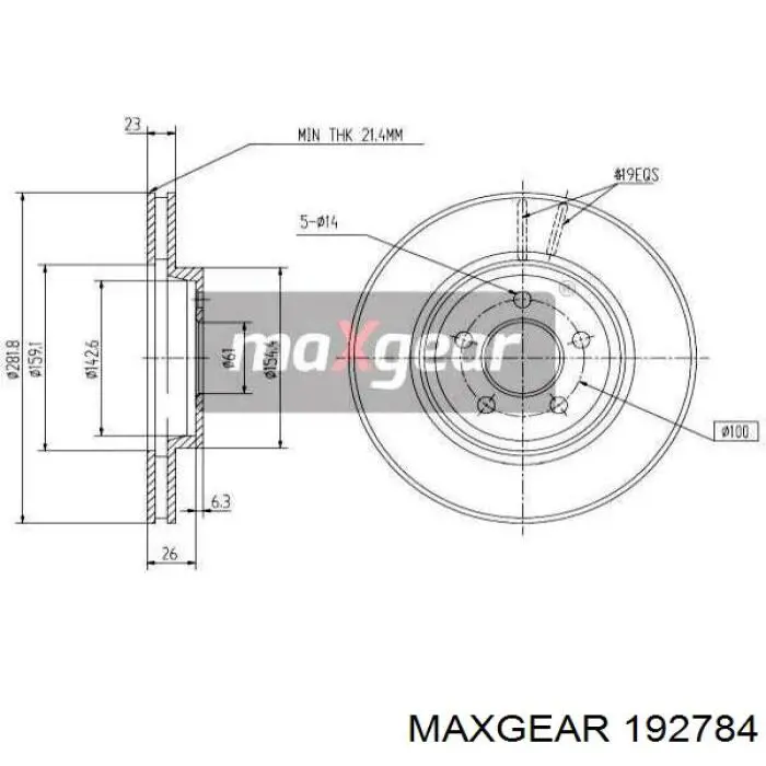 Передние тормозные диски 192784 Maxgear