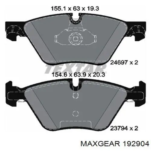 Купить 192904 Maxgear Колодки тормозные
