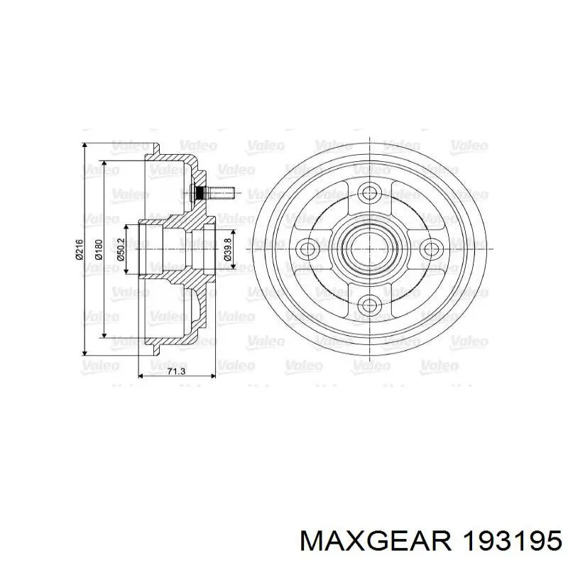 Тормозной барабан 193195 Maxgear