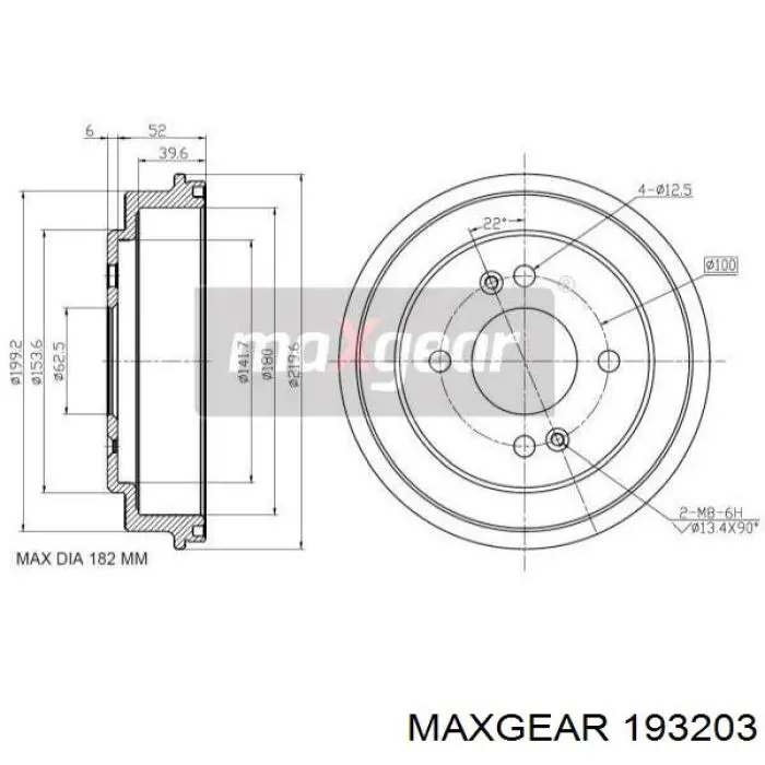 Тормозной барабан 193203 Maxgear