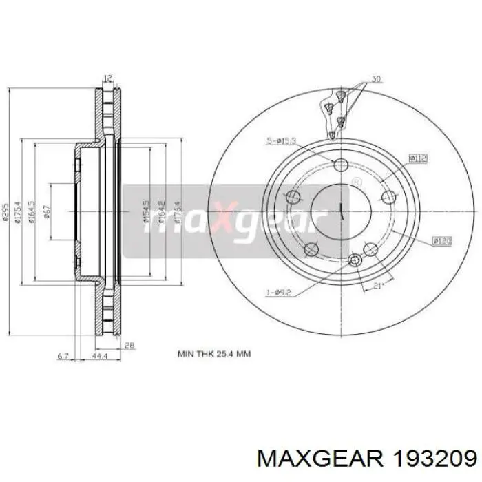 Передние тормозные диски 193209 Maxgear