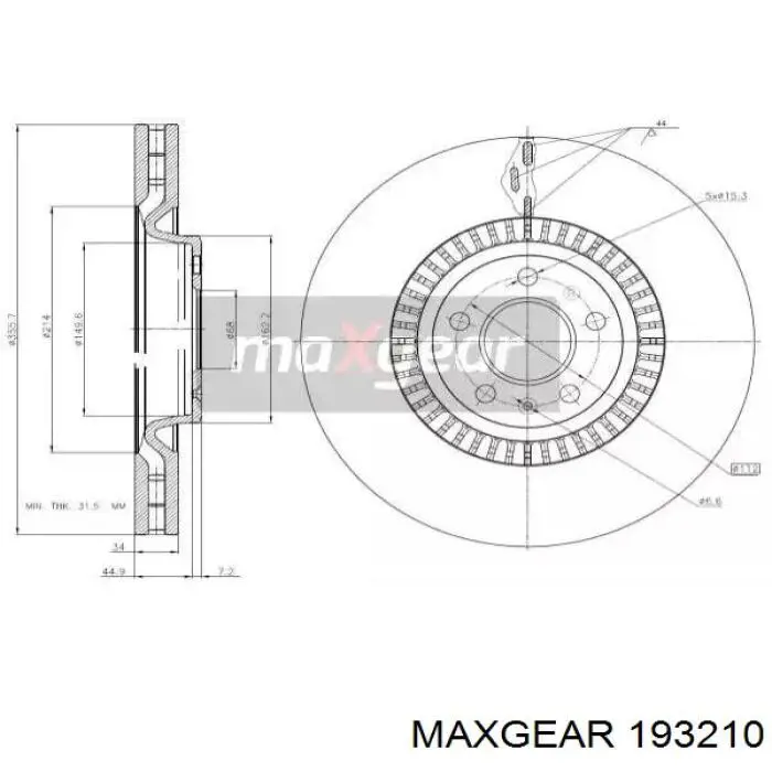 Передние тормозные диски 193210 Maxgear