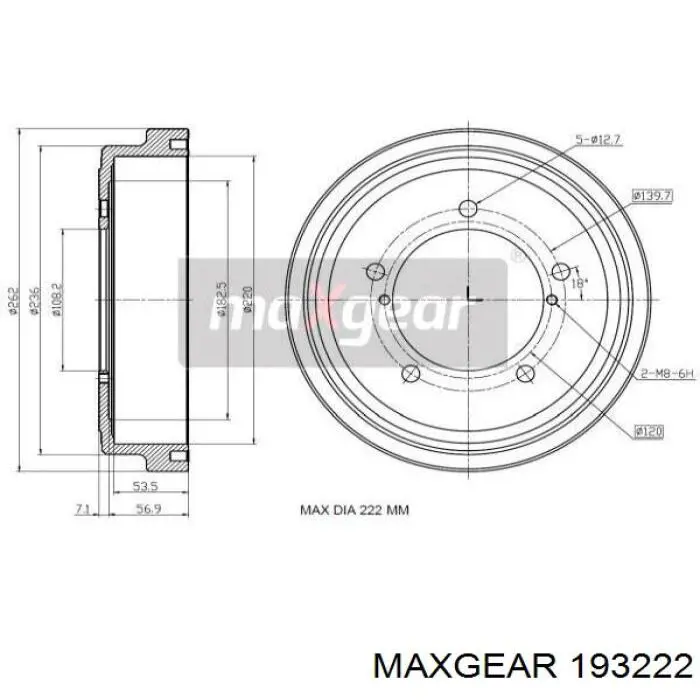 Тормозной барабан 193222 Maxgear