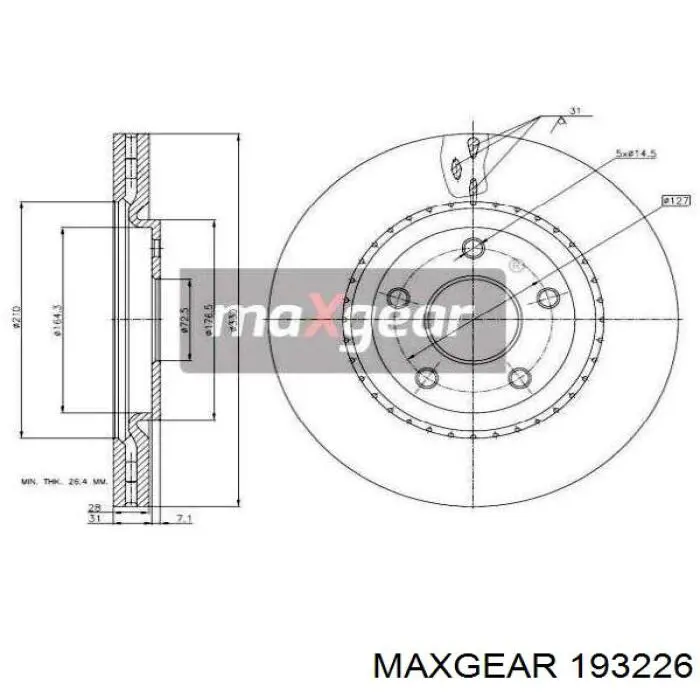 Передние тормозные диски 193226 Maxgear