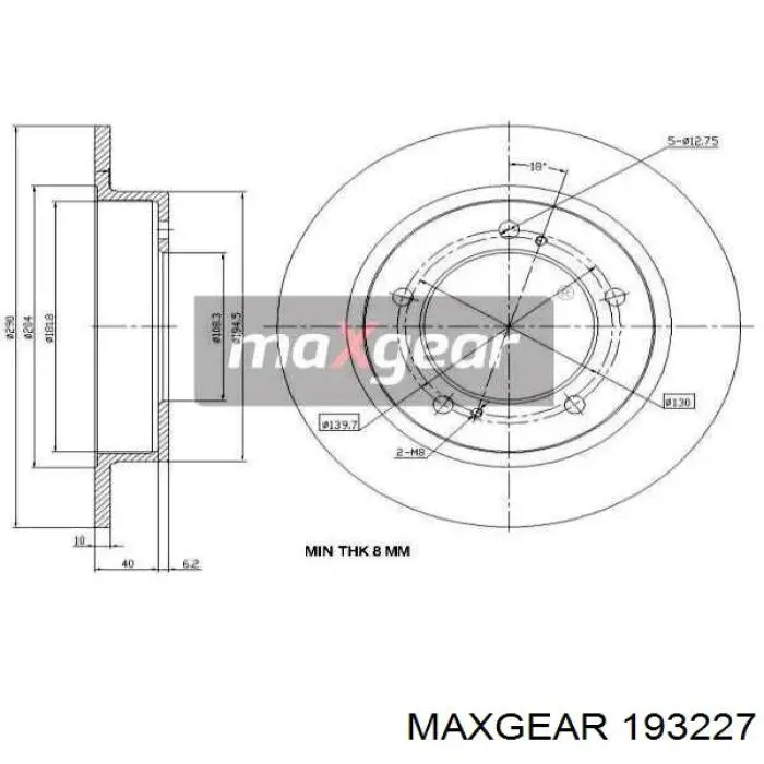 Передние тормозные диски 193227 Maxgear