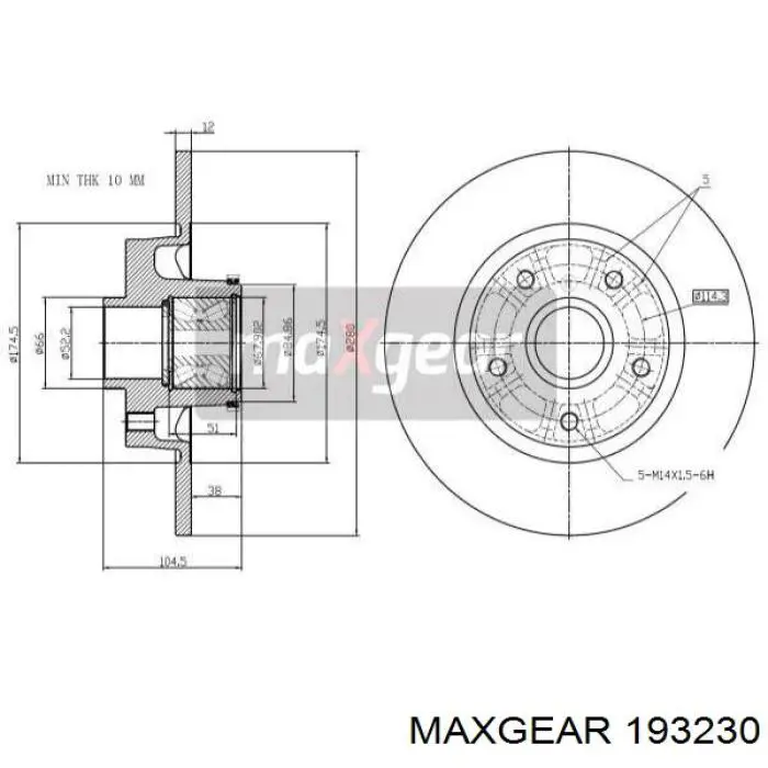 19-3230 Maxgear тормозные диски