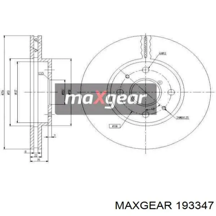 Передние тормозные диски 193347 Maxgear