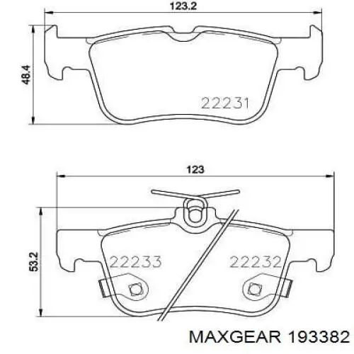 Купить 193382 Maxgear Колодки тормозные задние, дисковые