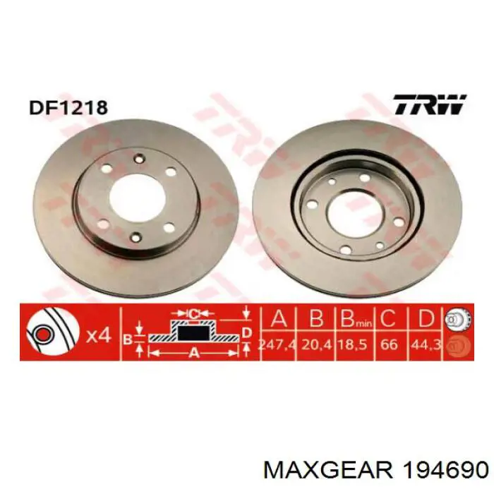 Передний тормозной диск Rotinger RT22232GLT5
