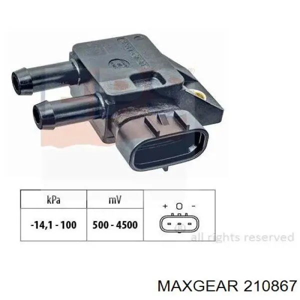 Датчик давления выхлопных газов 210867 Maxgear