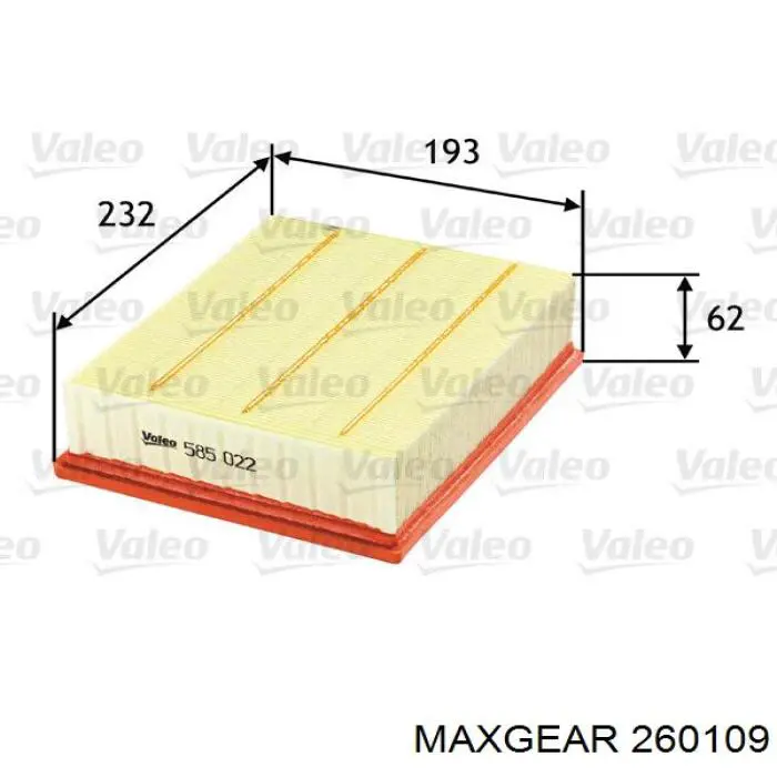 Воздушный фильтр 260109 Maxgear